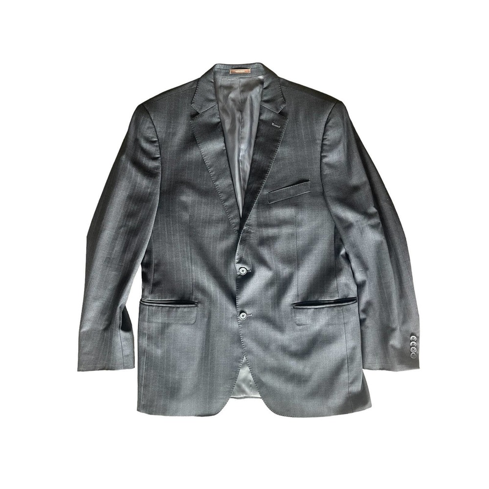 Peter Millar Mens Suit Coat Blazer Jacket 44T Charcoal Gray 100% Wool 2 Button